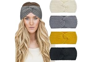 DRESHOW 4 Piezas Diadema Mujer Invierno Diadema Cabeza Anchas Cabello Turbante Banda Accesorio Pelo para Mujer