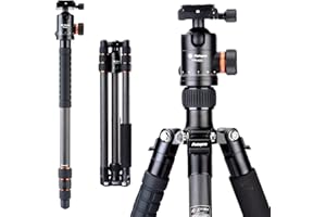 Fotopro X-go Max trepied Professionnel pour caméra，Fibre de Carbone Portable trépied，64 Pouces trépied pour Appareil Photo et DSLR Canon Nikon Sony, Capacité Max: 12 kg, Noir.
