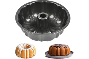 LANYOTA Ring Cake Tin, 24cm/26cm Tin Round Cake Pan Tray, Non-Stick Baking Moulding Tin, Carbon Steel,Fluted Ring Pan