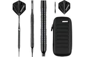 ‎CHAMPIFY Champify® 18g Tungsten Soft-Darts Set “Nighthawk” mit Kunststoff-Spitze und schwarzer Darttasche | 3 Darts mit 9 Alu-Schäften & 9 Flights & 30 Softdart-Spitzen | Dartpfeile mit Plastik-Spitzen