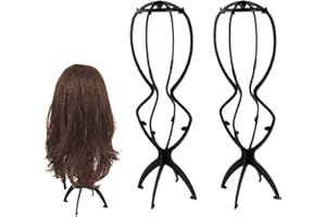 Futuhada 2 Stück 50 cm Perückenständer, Hohe Faltbar Plastik Perückenhalter Hutständer, Tragbare Perücke Ständer Set, Zusammenklappbar Perücken Display Tool für Damen Herren