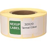 Nexup Label - 30x20 mm Thermal Label, Barcode/Address/Cargo Thermal Labels, Compatible with Zebra and Other Printers