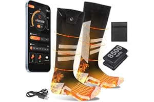 Olycism Chaussettes Chauffantes Femme et Homme avec Batterie 5000/8500 mAh avec Application, Chaussette Chauffante Homme et Femme à Semelle Complète, Rechargeables et Lavables