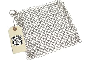 JAXX ROADHOUSE Stainless Steel Scourer Made of Soft Mesh for Pots, Grills and Hands | Ring Cleaner Dutch Oven | Dishwasher Safe | Flexible Cast Iron Cleaner | Durable Cast Iron Care