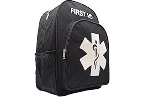 JIPEMTRA Red Emergency Bag First Aid Backpack Empty Medical First Aid Bags Treatment First Responder Trauma Bag for Hiking Outdoors Travel Camping Pet Dog Cat Daycare (Black qzwz)