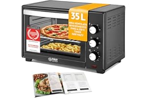 TZS First Austria - Mini Forno 35L 1600W - Fornetto per pizza con regolazione temperatura fino a 230°C e rivestimento antiaderente - Con timer di 60 min, 3 altezze di inserimento, teglia e griglia