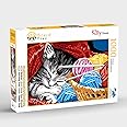 Brain Tree|Kitty Snooze 1000 Piece Puzzles for for Adults&Kids 12+ Unique Puzzles for Adults&Kids 1000 Pieces with 4 Puzzle Sorting Trays&Droplet Technology for Anti Glare & Soft Touch|27.5" Lx19.5 W