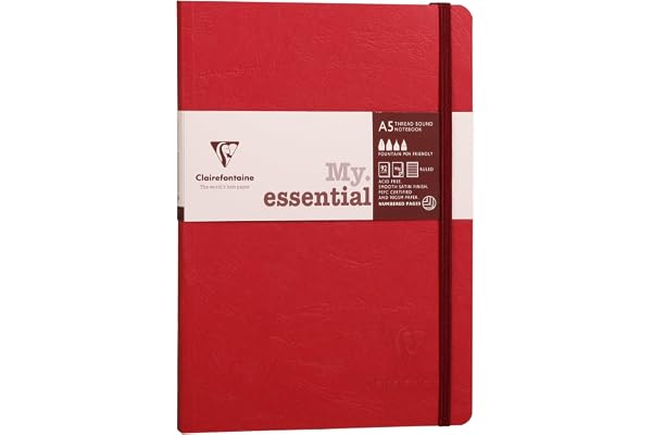 Clairefontaine 793432C Collection Nomaddict (ex Age Bag) Un Carnet Élastiqué Cousu My.Essential Rouge - A5 - 192 Pages Numérotées DOT - Papier Ivoire 90 g - Couverture Carte Lustrée Grain Cuir
