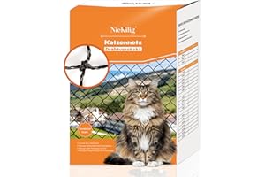 NieKilig Cat Net for Balconies, Wire-Reinforced, 6 x 3 m Balcony Wire Net, Cats, Balcony Net for Cats, Cat Grid Window, No Drilling Required, for Balconies, Patios, Windows, Skylights, Doors, Fences