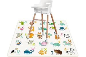QHYDZ High Chair Splash Floor Mat, 51″Waterproof Washable Anti Slip Splash Mat with No Layering Design, Baby Mess Mat for Art/Crafts/Painting/Playtime, Table Cloth and Picnic Mat