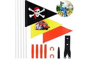 VNFSMY Fahrradwimpel für Kinder, 16 Stück Wimpel Fahrrad Kinder, Wimpel Fahrradanhänger, Kinder Sicherheitswimpel Wimpelstange mit Befestigungswinkel Fahrradwimpel für Anhänger, Roller oder Go-Kartsberstab