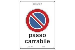 pubblimania PASSO CARRABILE Cartello divieto di sosta in metallo alluminio completo di Fori per Installazione (Cm 20x30)
