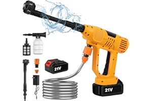 XOEMINOR Nettoyeur Haute Pression sans Fil, Portable Nettoyeur Haute Pression sur Batterie avec 1 Batterie, 65Bar, Buse 6 en 1, 10 Niveaux de Réglage de La Pression, Tuyau de 5M, pour Jardin et Voiture