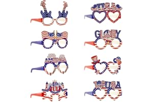 CODKU 8 pcs 4th of July Party Glasses, American Patriotic Eyeglasses Masks for Kids Adult, Paper Fancy Party Eyeglasses Party Favor Photo Prop for Independence Memorial Day Party Decorations