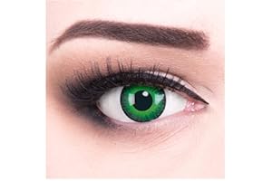 Lentilles couleur vert noir - shining green. Pour Halloween, fantaisie, Carnaval + étuis à lentilles de contact I 1 paire (2 pièces) I sans correction I 0,00 Dioptries MERALENS