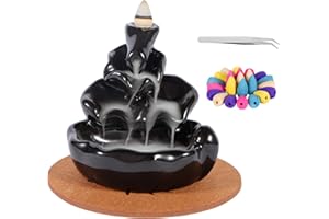 HERBTALE Waterfall Backflow Incense Burner,Backflow Incense Cones 80 Pcs - for Relaxation, Purification, Meditation, Yoga Gift