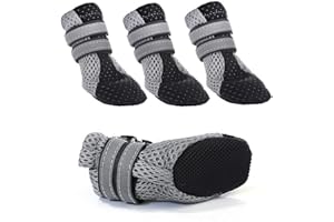 PETCUTE Botas Perros Impermeables Protectores Patas para Perro Respirable Zapatos Antideslizantes para Perros Lesiones de Espalda(Negro M-4.5 * 3.6 cm)