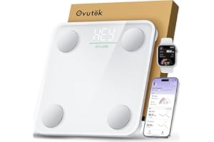 Ovutek Smart Scale for Body Weight, BMI Weighing Body Fat Scale, Accurate 14 Body Composition Scale Monitor for People's Health with Smartphone App, Compact Size Digital Bathroom Scale 180kg