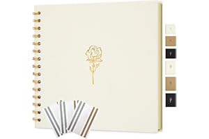 Hiwhy Scrapbook-Fotoalbum 20,5 x 20,5 cm Erinnerungsbuch aus Kraftpapier mit 40 Seiten DIY Album für Hochzeiten, Jubiläen, Familienfotos, Creme