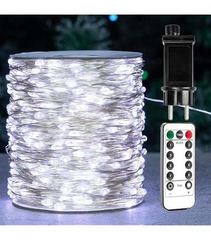 Luci Di Natale 500 Micro LED Multicolore Per Albero E Esterno - Filo Di Rame 37 Metri, 8 Giochi Luce