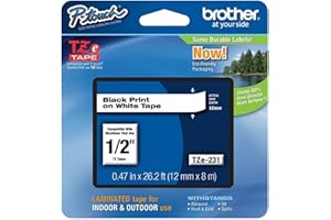 Brother TZe231 Taśma laminowana 12 mm x8 m, Czarny/Biały