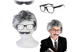 HIFOT zestaw czapka peruka dziadek akcesoria do kostiumu peruka babcia szary okulary do czytania brody dla mężczyzn czapka na Halloween Cosplay Party karnawałowe akcesoria do włosów