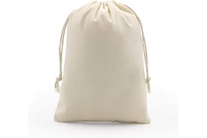 SumDirect 20Pcs Cotton Muslin Bags, Medium White Cotton Bag Gift Pouch with Drawstring Reusable Packing Storage Bags for Wedding, Party, Birthday(13x18cm)