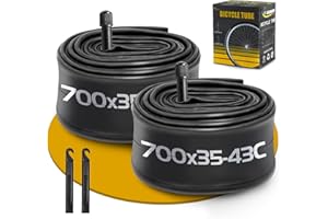 GESINIKAD 2 Pack 700 x 35-43C Road Bike Tubes, Compatible with 700 x 35C/36C/37C/38C/39C/40C/41C/42C/43C Bike Tire, Butyl Rubber Inner Tube with 2 Tire Levers for Road Bike