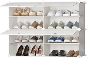 ‎JOISCOPE JOISCOPE Schuhschrank，DIY Schuhregal, Modular Schuhständer mit Tür, Tragbarer Kunststoff Schuh-Organizer, Aufbewahrungsregal für Flur, Schlafzimmer, Eingang（Weiß, 2 * 4）