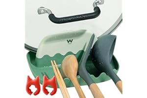 Pot Lid Holder Spoon Rest, Hillylolly Utensil Rest, Spoon Rest Kitchen Plastic, Kitchen Cooking Spoon Holder, Spoon Tray Shelf, for Kitchen Cooking Tools, Tableware(Green)