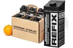 Bebida de Recuperación REFIX – Base Agua del Mar, Baja en Calorías, Orgánica, Sin Azúcar Añadido, Vegana, Electrolitos y Sales Minerales Naturales del Mar - Sabor Naranja - Pack de 6 Tetrapack