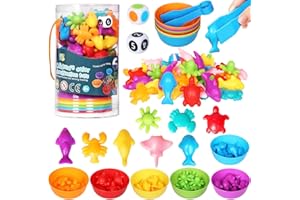 SAMISO Montessori Juguete Educativo,66 Piezas clasificar Juegos,Montessori Juego de Combinación de Color,para Contar,Motricidad Fina,Juguetes Educativos para Niños 2-5 años