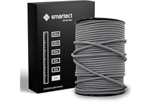 smartect Cavo Elettrico Tessile Grigio Oscuro, 2 Metri Filo Elettrico Vintage, Tripolare (3 x 0.75mm²) Cavo Elettrico Rivestito in Tessuto per Fai da Te