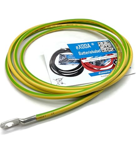 Cable De Tierra 6 Mm² Verde/amarillo Con Terminales Anulares M6 - 20 Cm, Para Armarios Servidores, Paneles Y Telecomunicaciones - Fabricado En Alemania