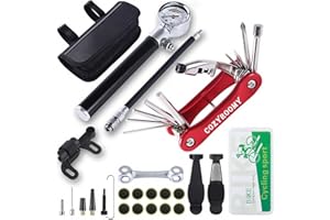 COZYROOMY Kit Riparazione Pneumatici Bici, Kit Attrezzi per Bici con 210 Psi Mini Pompa d'Aria,10-in-1 attrezzo,Patch per Pneumatici,Leve per Pneumatici, Portatile Borsa. 6 Mesi di Garanzia