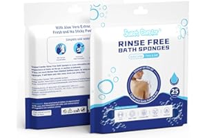 Sweet Carefor Rinse Free Bath Sponge Wipes Body Wash Wipes for Bathing -Bed bath,Camping, Festivals,Hospitals, Gym and Travel (Pack of 2 (50 PCS))