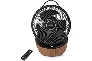 4UMOR Ventilator leise 20dB 7,6m/s Turbo 21W DC Motor 12 Geschwindigkeiten Tischventilator sehr Leise 3D Luftzirkulation für 30m² 8H Timer Ventilator schlafzimmer Büro Schwarz