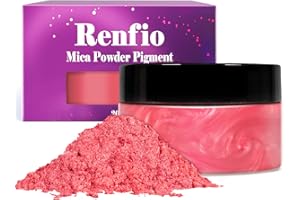 Renfio Epoxidharz Farbe Mica Pulver, 3.5oz/100g Rose Metallic Farben Pigment Pulver for Nagellack, Badebombe, Resin DIY, Kerze, Seife - Rose