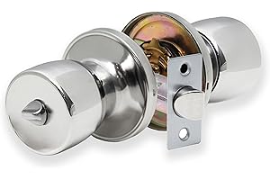 XFORT Tulip Privacy Knob – Poignée à Condamnation pour Portes Intérieures en Bois – Bouton Poignée de Porte pour Salle de bain, WC et Toilettes – Finition Chrome Poli – Kit Complet