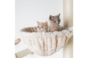 Arbre à chat de rechange partie Hamac 12cm pour chat 40 cmØ Blanc Crème testé jusqu'à 23 kg (avec cadre en métal 1 cm d'épaisseur) pour arbre à chat Centre d'activité pour grand Chats. européenne production de qualité de rhrquality