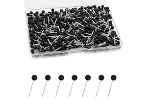 PSXUIE 500 Piezas Chinchetas De Mapa,Chinchetas para Corcho,Chinchetas Negras,Pins,Mapa Mundi Viajes Chinchetas,Chinchetas Pared,Tachuelas De Cabeza Redonda De Plástico con Puntas De Aguja De Acero(Negro)