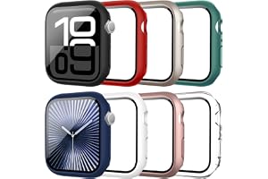 Tiorecime 8-pack fodral för Apple Watch serie 11/10 42 mm med skärmskydd i härdat glas, hård PC-stötfångare, skyddande fodral