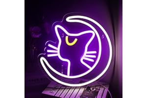 WANXING Sailor moon Neon schild Mondkatze Neon Sign für Wanddekoration,Anime katze Neon Licht für Schlafzimmer,Cat Neon LED Schild mit USB-betrieben for Wohndekoration, Kinderzimmer, Spielzimmer