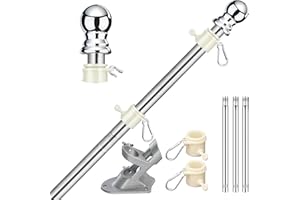 Horse Secret - Kit de mástil de bandera de aluminio, 150 cm, con soporte para mástil de bandera de acero inoxidable fijo a la pared con anillos giratorios