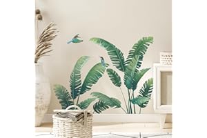 ‎TANLABY Tanlaby Pflanze Tropische Verlässt Wandtattoo grüne Blätter Wandsticker Natürliches Palmblatt Wandaufkleber für Frauen Wohnzimmer Schlafzimmer Büros Sofa Hintergrund Hause Wanddekoration