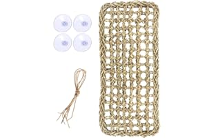 TeTupGa Reptile Lizard Lounger Bearded Dragon Hammock, Natural Seagrass Hammock Bed with Suction Cups for Anoles, Geckos, Iguanas, Hermit Crab Climbing Toys Tank Accessories for Habitats