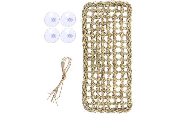 TeTupGa Hamac en jonc de mer naturel avec ventouses pour anoles, geckos, iguanes, crabes de l'hermite, accessoires pour habitats
