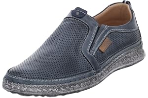 Krisbut Herren Slipper Schuhe Slipper Glattleder Freizeit Elegant Slip-Ons Uni blau Freizeit bequem