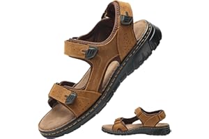 7STROBBS Wide Fit Mens Sandals, Real Leather Walking Sandals for Men, Open Toed Sports Outdoor Sandal with Adjustable Strap for Summer, Holidays, Beach, Hiking, Boating, Towns