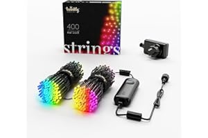 Twinkly Strings 400 LED RGB, Bande LED Intérieur et Extérieur, Lumières LED Smart Multicolores, Compatible avec Alexa et Google Home, Guirlande Noël, IP44, Contrôlée par App, Fil Noir, 32m
